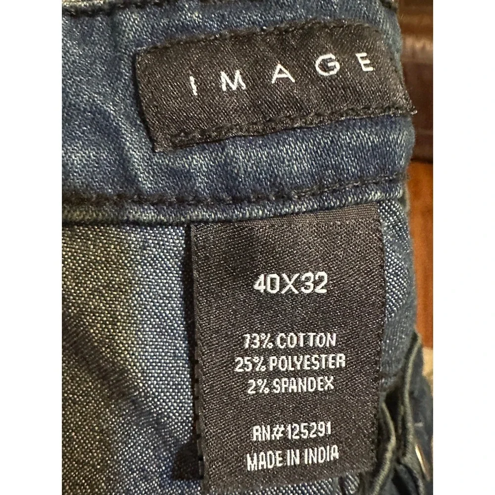 NWT Image Premium Mens Straight Fit Stretch Jeans Dark Wash Blue 40x32 SLB-90-OB